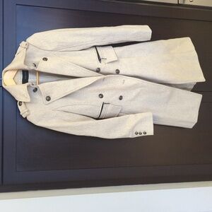 Women's Zara Beige Military Style Double-Breasted Wool Coat  Small Like New